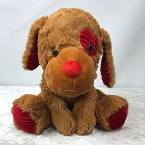 Puppy dog red heart eye patch w/red nose stuffed animal plush
